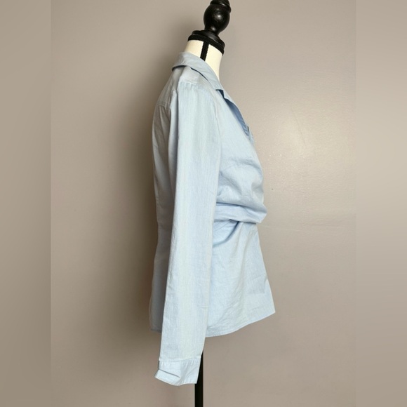 New York & Company light blue wrap buckle blouse size 6/small - Picture 2 of 12